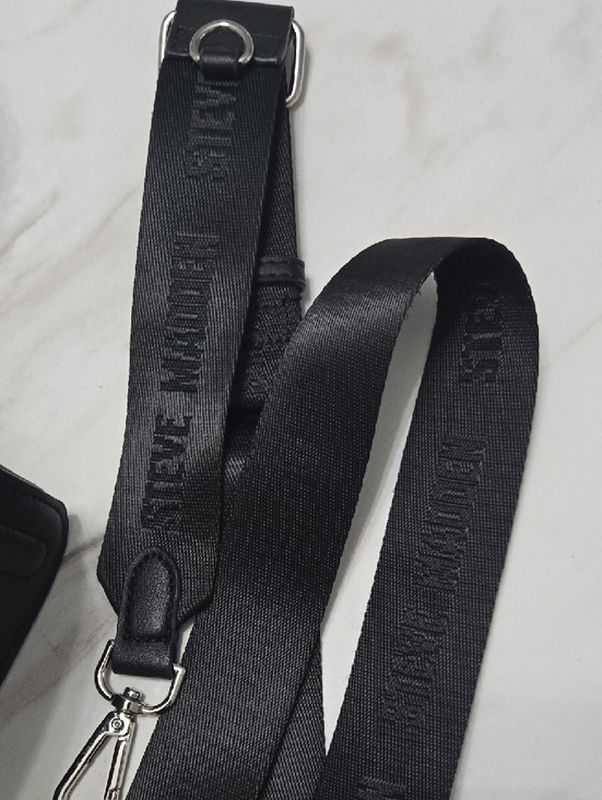 Steve Madden Black Embossed Logo Crossbody Bag with Detachable Strap - Picture 3 of 9